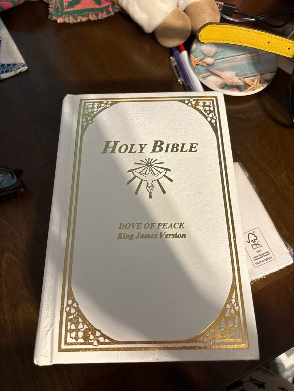 Holy Bible Dove of Peace - White Cover